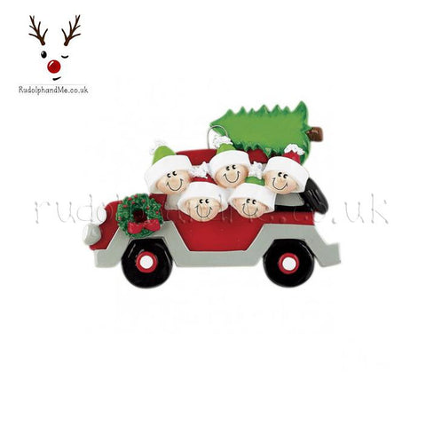 Family Of Five In Car Collects Christmas Tree- A Personalised Christmas Gift from Rudolphandme.co.uk