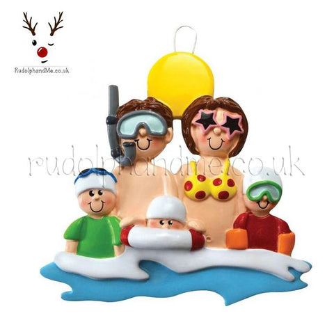 At The Beach Family Of Five- A Personalised Christmas Gift from Rudolphandme.co.uk