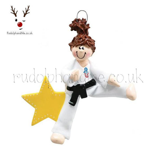 Karate Girl Brown – Personalised Christmas Tree Ornament
