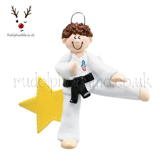Karate Boy Brown – Personalised Christmas Tree Ornament