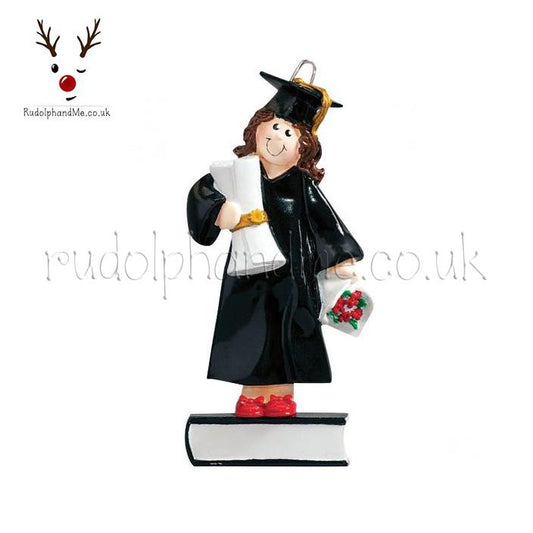 Graduate Girl Brown – Personalised Christmas Tree Ornament