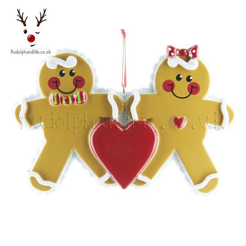 Two Gingerbread People And Heart- A Personalised Christmas Gift from Rudolphandme.co.uk