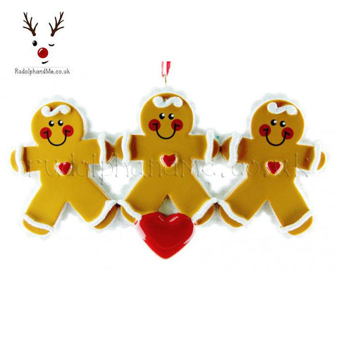 Three Gingerbread People And Heart- A Personalised Christmas Gift from Rudolphandme.co.uk
