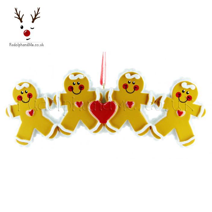 Gingerbread Family- 4 – Personalised Christmas Tree Ornament