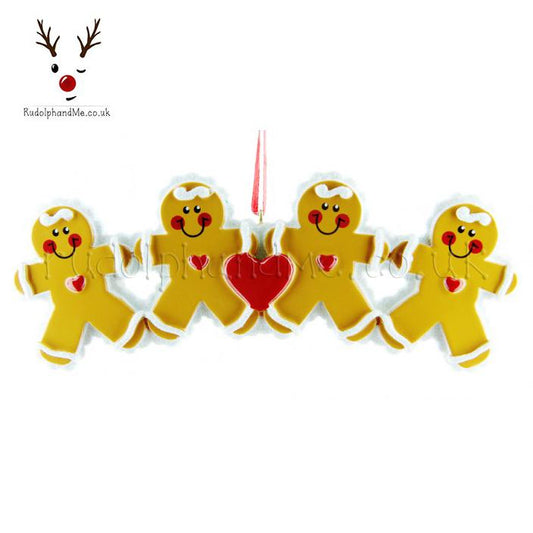 Gingerbread Family- 4 – Personalised Christmas Tree Ornament