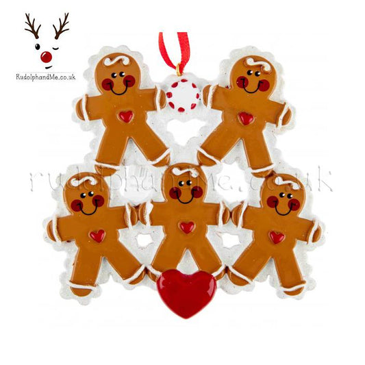 Gingerbread Family- 5 – Personalised Christmas Tree Ornament