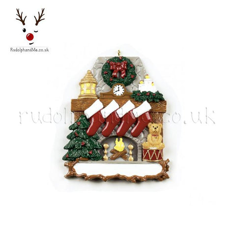 Fireplace And Four Stockings- A Personalised Christmas Gift from Rudolphandme.co.uk