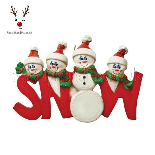 "Snow" Family - 4 – Personalised Christmas Tree Ornament