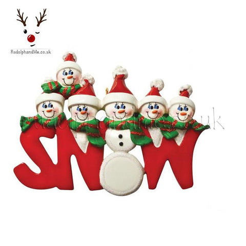 A Personalised Gift from Rudolphandme.co.uk for Snow Word Family Of Six