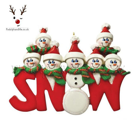 Snow Word Family Of Seven- A Personalised Christmas Gift from Rudolphandme.co.uk