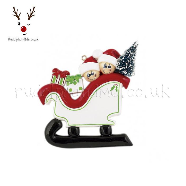 Sleigh Family- 2 – Personalised Christmas Tree Ornament