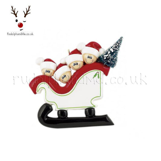 Sleigh Family- 4 – Personalised Christmas Tree Ornament