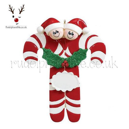 Candy Canes-2 – Personalised Christmas Tree Ornament