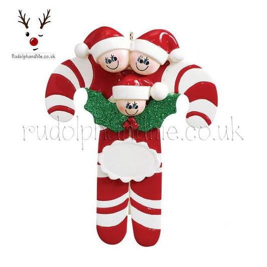 Candy Canes-3 – Personalised Christmas Tree Ornament