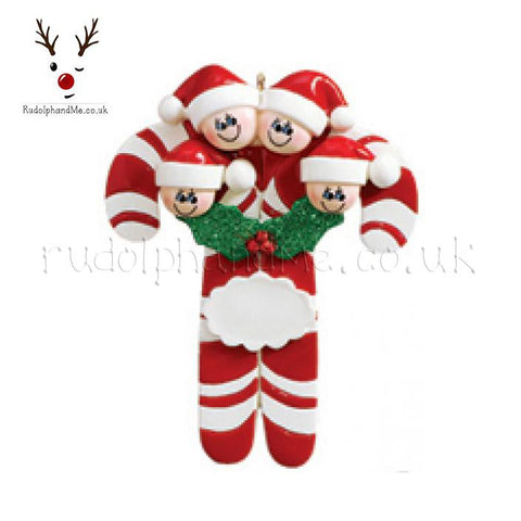 A Personalised Gift from Rudolphandme.co.uk for Four Heads On Candy Cane