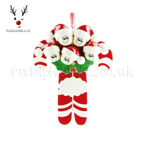 Five Heads On Candy Cane- A Personalised Christmas Gift from Rudolphandme.co.uk