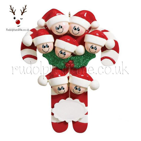 Candy Cane Family Of Seven- A Personalised Christmas Gift from Rudolphandme.co.uk
