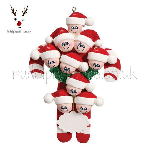Candy Cane Family Of Nine- A Personalised Christmas Gift from Rudolphandme.co.uk