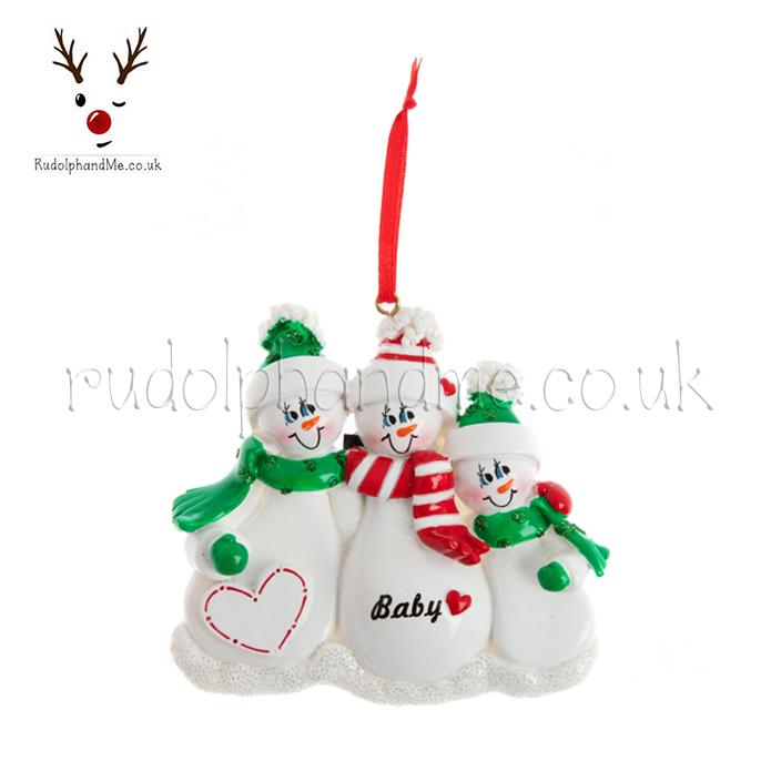 Expecting Snow Family/ 3 – Personalised Christmas Tree Ornament