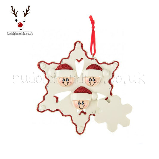 Snowflake Family-3 – Personalised Christmas Tree Ornament
