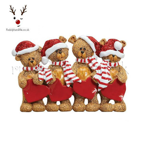 A Personalised Gift from Rudolphandme.co.uk for Stocking Cap Bears Family Of Four