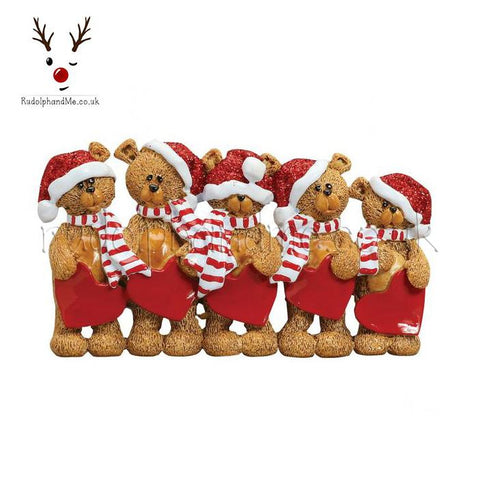Stocking Cap Bears Family Of Five- A Personalised Christmas Gift from Rudolphandme.co.uk