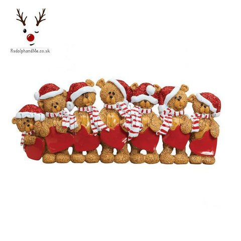Stocking Cap Bears Family Of Seven- A Personalised Christmas Gift from Rudolphandme.co.uk