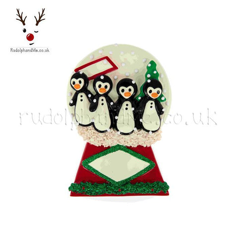 Table Top Four Penguin Snow Globe- A Personalised Christmas Gift from Rudolphandme.co.uk