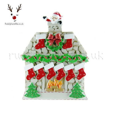 A Personalised Gift from Rudolphandme.co.uk for Table Top Santa Fireplace And 8 Hanging Stockings