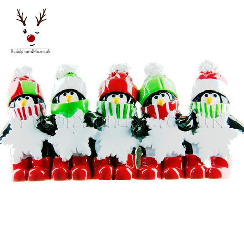A Personalised Gift from Rudolphandme.co.uk for Table Top Booted Penguin Family Of Five