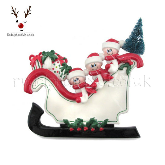 Sleigh Family- 3 – Personalised Christmas Tree Ornament