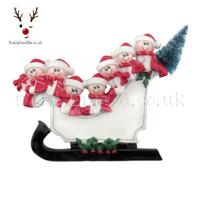 Sleigh Family- 7 – Personalised Christmas Tree Ornament