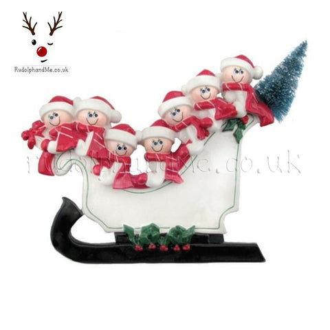 A Personalised Gift from Rudolphandme.co.uk for Table Top Family Of Seven In A Sleigh